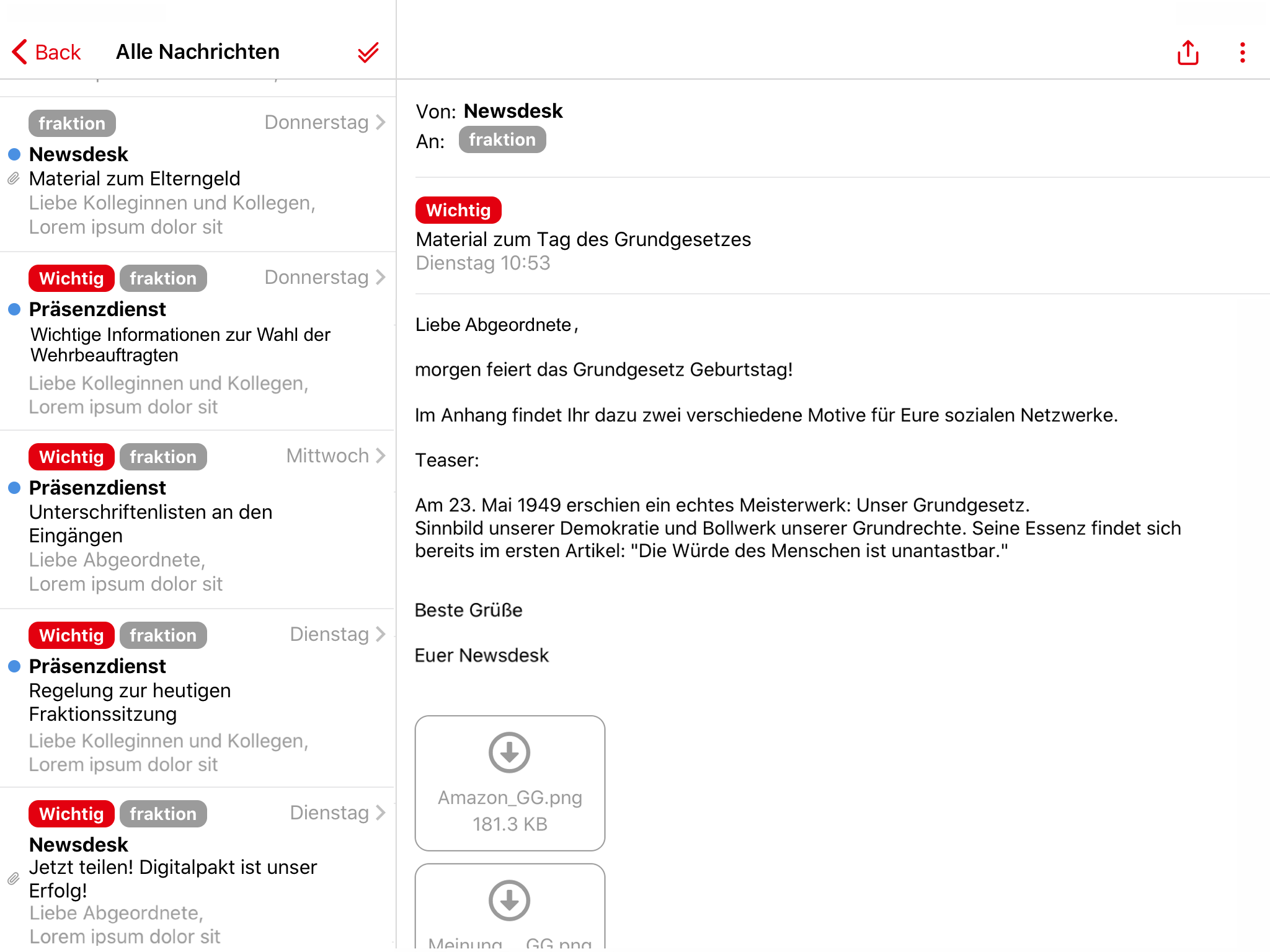 SPD Bundestagsfraktion Info App iPad